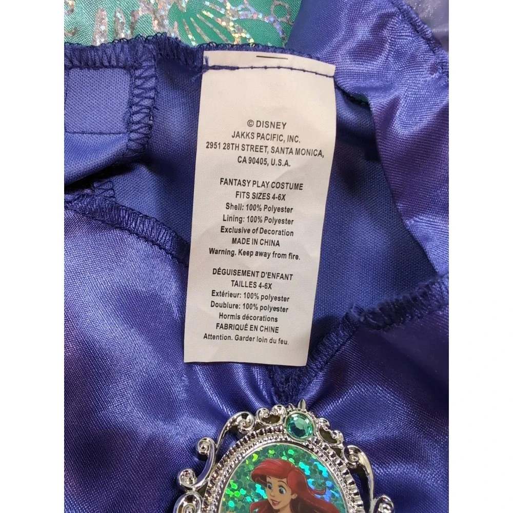Disney Ariel The Little Mermaid Costume Dress Girls 4-6X Jakks Pacific Purple